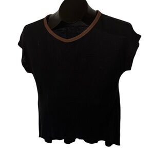 Sandro crewneck panel edge top Sz M